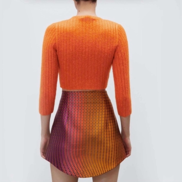 NWT Zara Geometric Print Dolphin Hem Mini Skirt - Picture 4 of 8